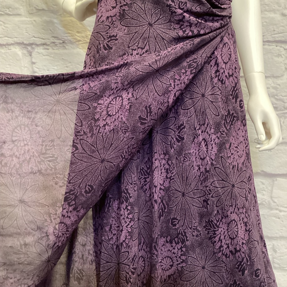Jones New York 14 Faux Wrap Dress Elegant Purple Ruched Fairy Whimsigoth - Picture 4 of 11